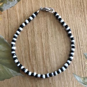 Black & white seed bead anklet handmade anklet for women